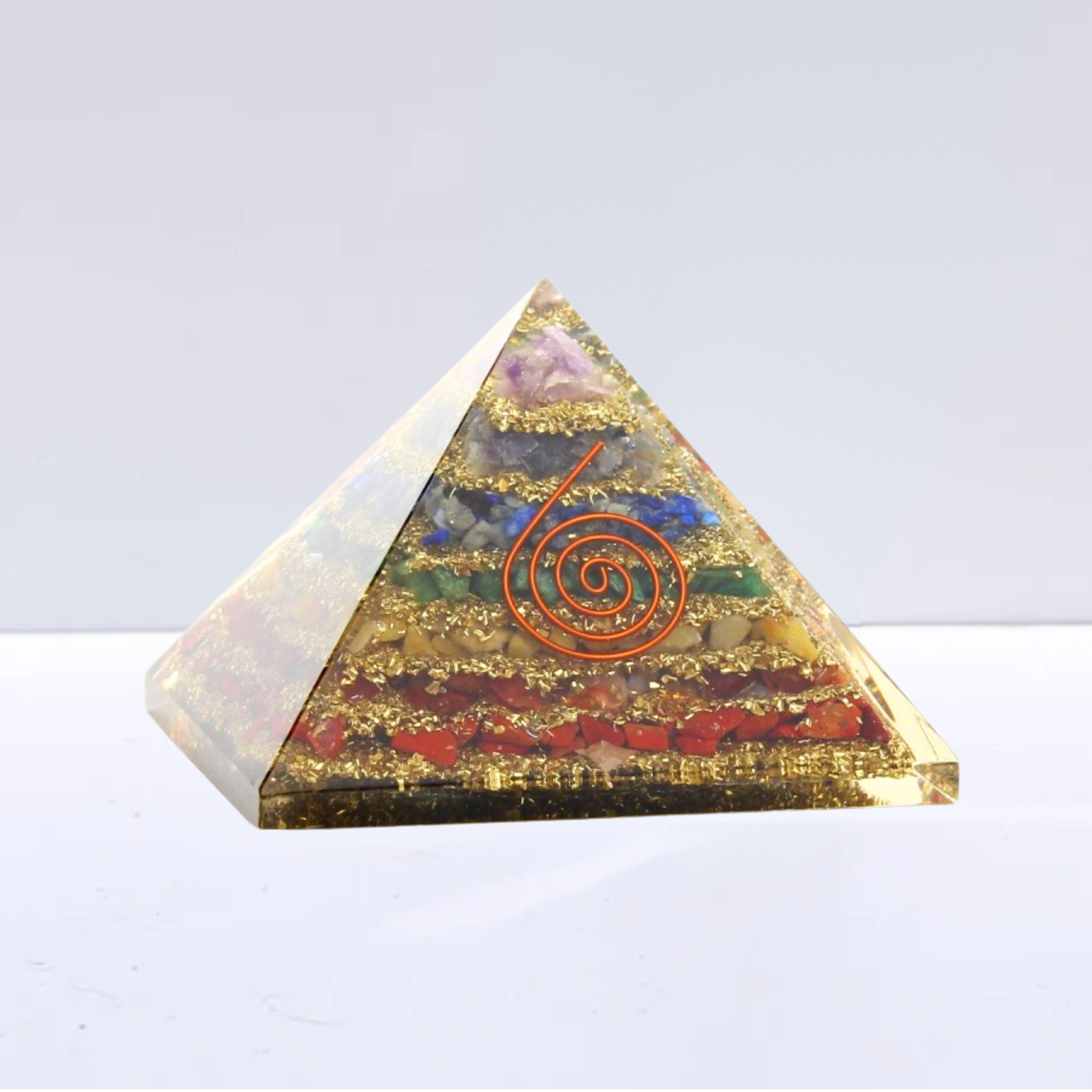 Pirámide de Orgonita 7 Chakras y Espiral de Cobre