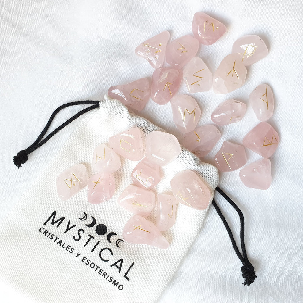 Runas Vikingas de Cuarzo Rosa