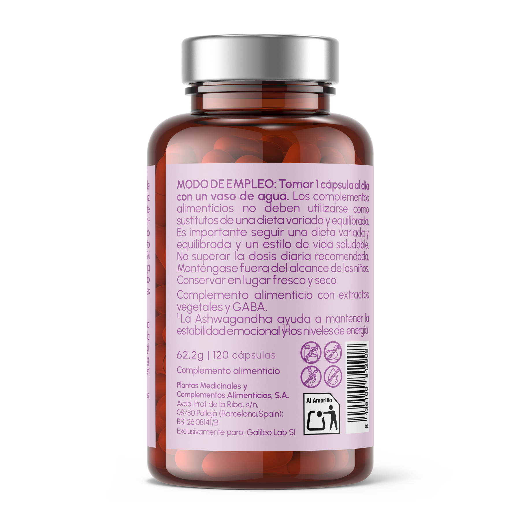 Ashwagandha con Magnesio Keep Calm Just Elements Wellness 120 cápsulas