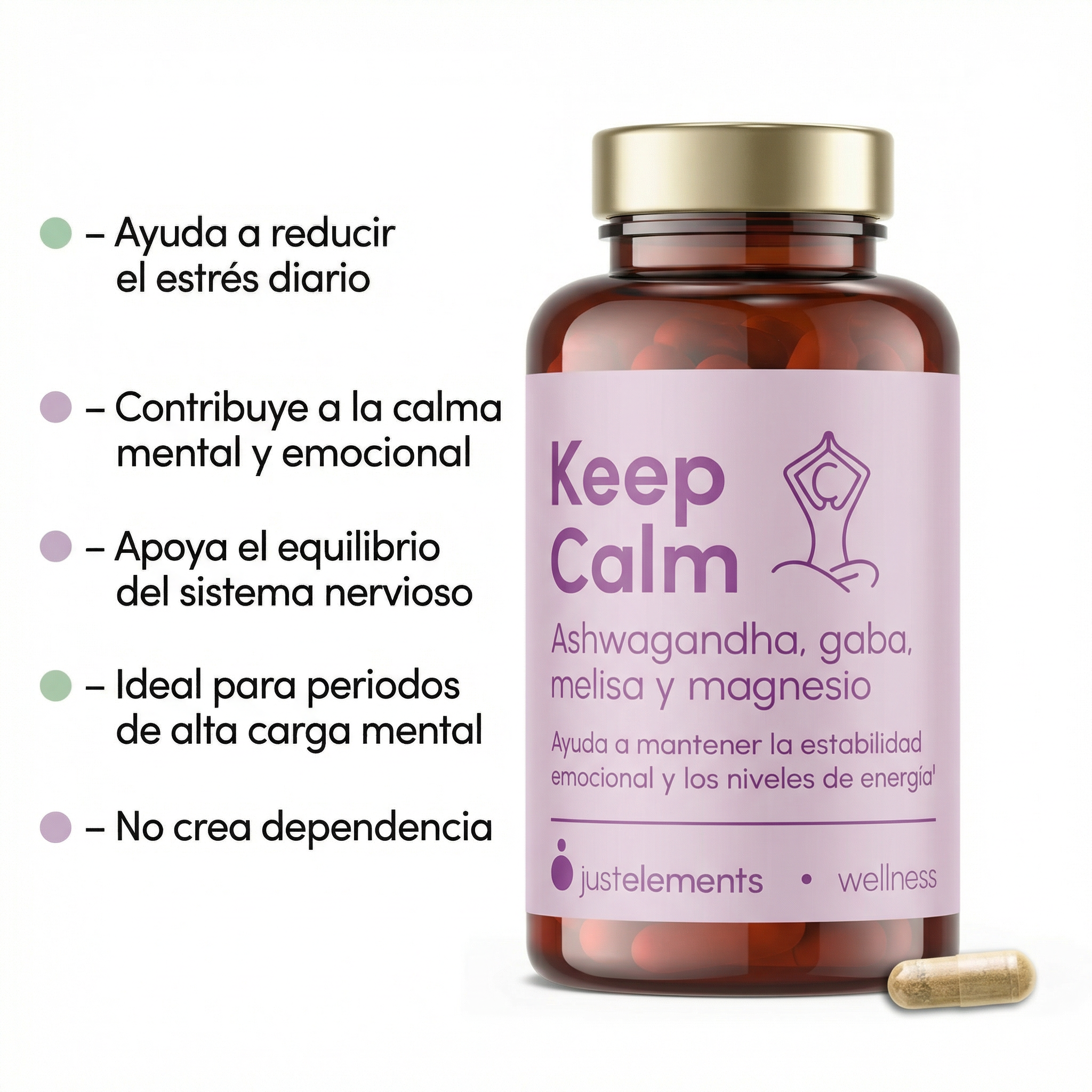 Ashwagandha con Magnesio Keep Calm Just Elements Wellness 120 cápsulas