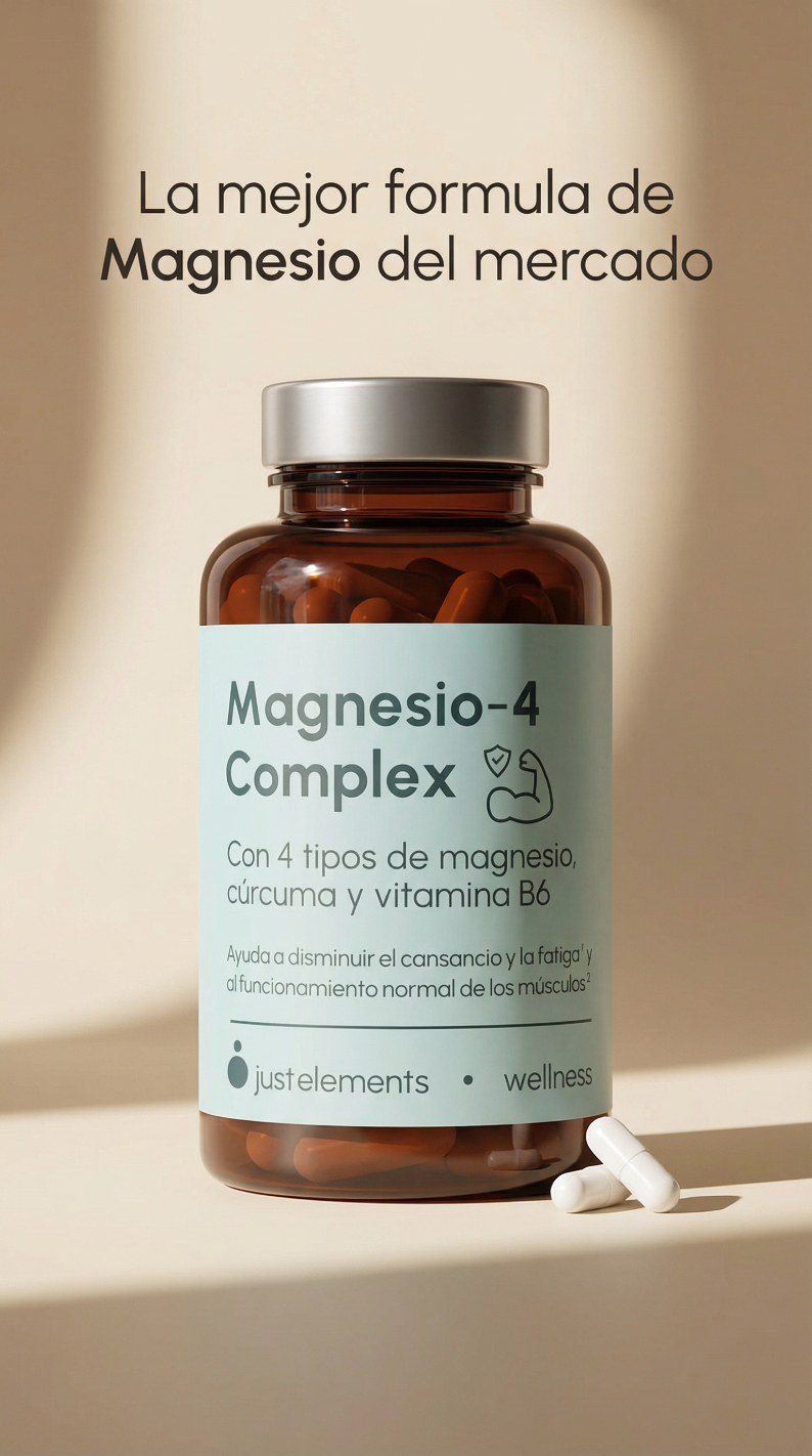 Magnesio 4 Complex con Cúrcuma y Vitamina B6 Just Elements Wellness 120 comprimidos