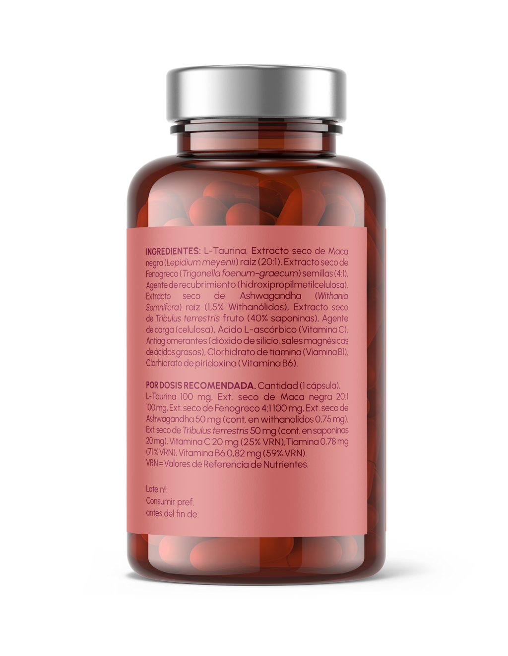 Maca + Taurina Just Elements Wellness 120 cápsulas - Aumenta tu rendimiento fisico