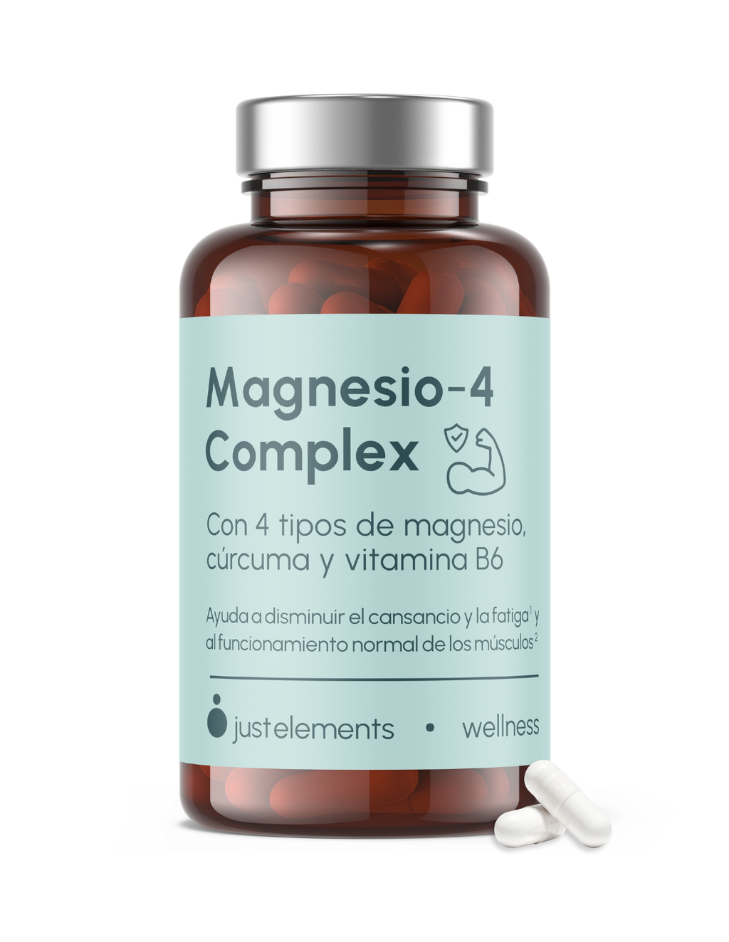 Magnesio 4 Complex con Cúrcuma y Vitamina B6 Just Elements Wellness 120 comprimidos