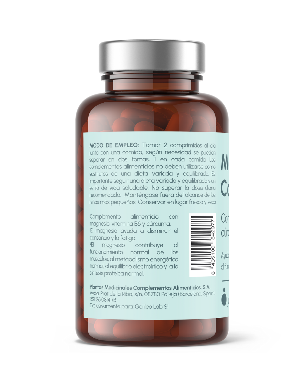 Magnesio 4 Complex con Cúrcuma y Vitamina B6 Just Elements Wellness 120 comprimidos