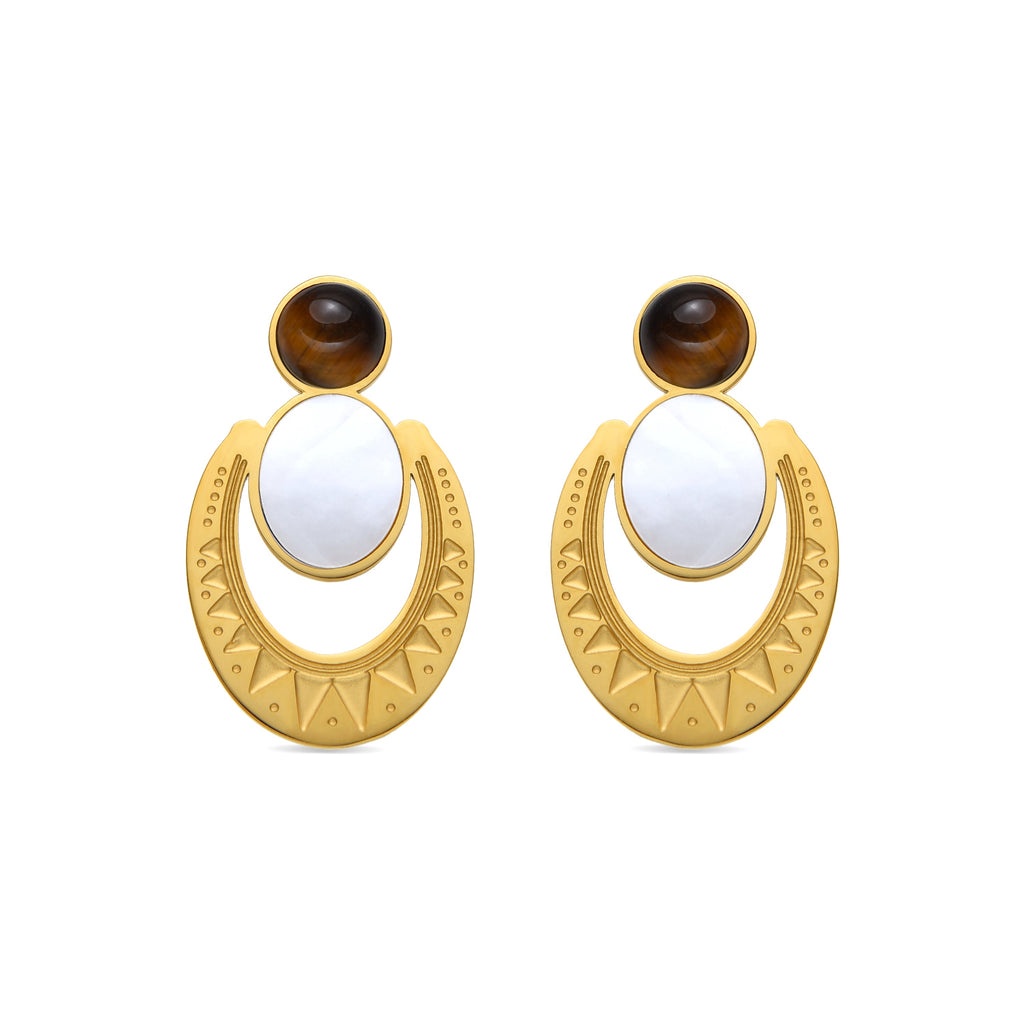 Pendientes con Madreperla Blanca acabado oro 18k - Euwil