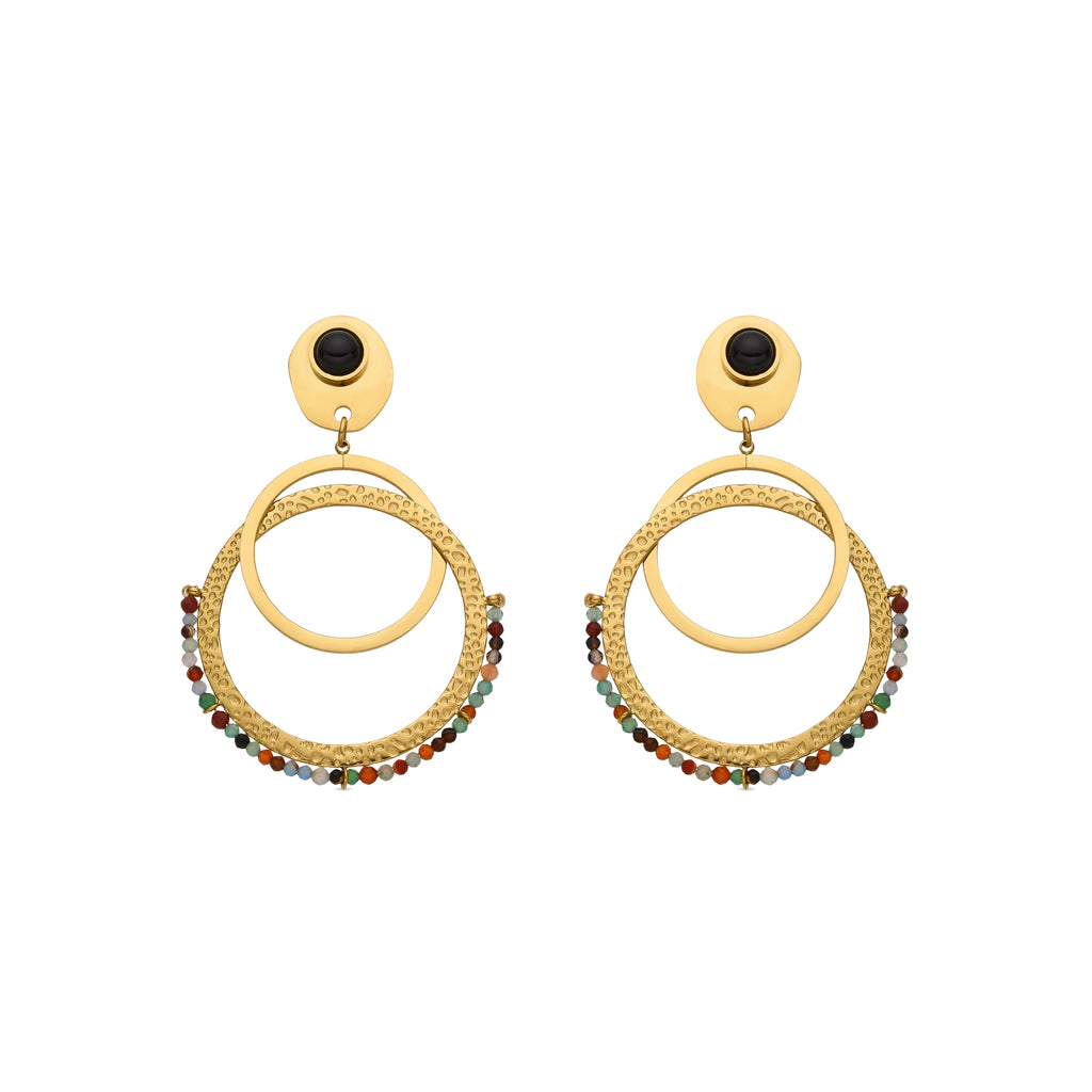 Pendientes con Cristal Multicolor acabado oro 18k - Kharaj