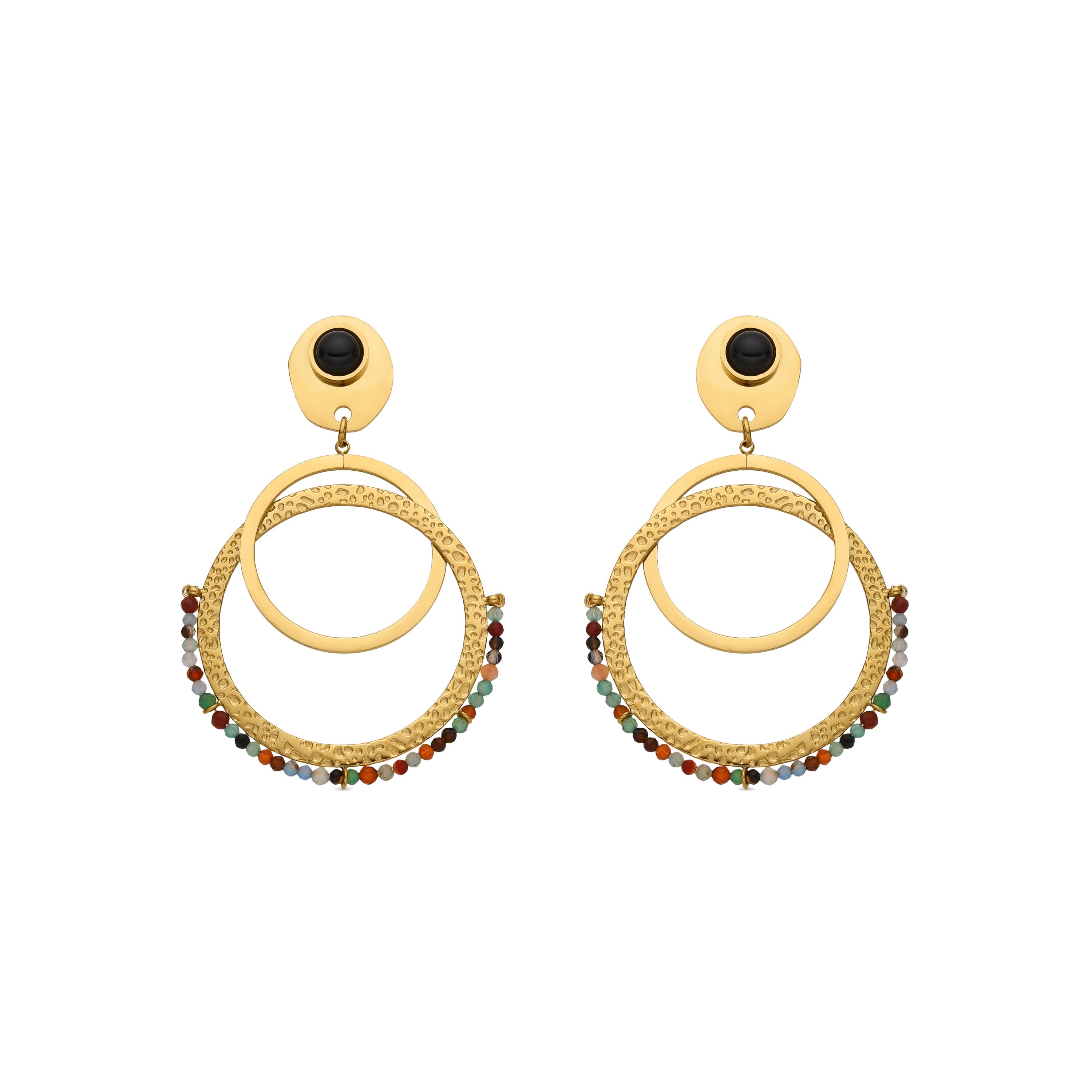 Pendientes con Cristal Multicolor acabado oro 18k - Kharaj