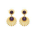 Pendientes con Cuarzo Hidrotermal Amatista acabado oro 18k - Zuxia