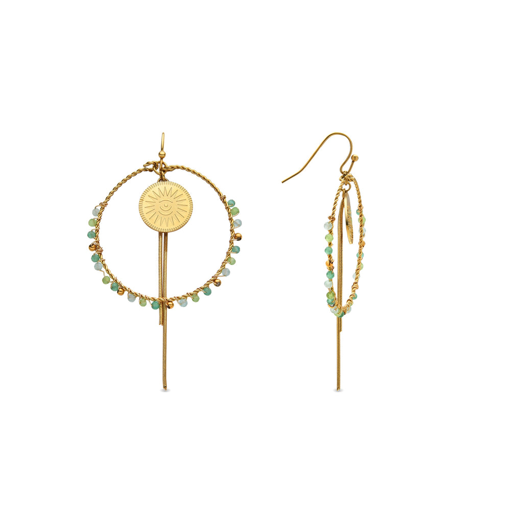 Pendientes con Cristal Multicolor acabado oro 18k - Pova