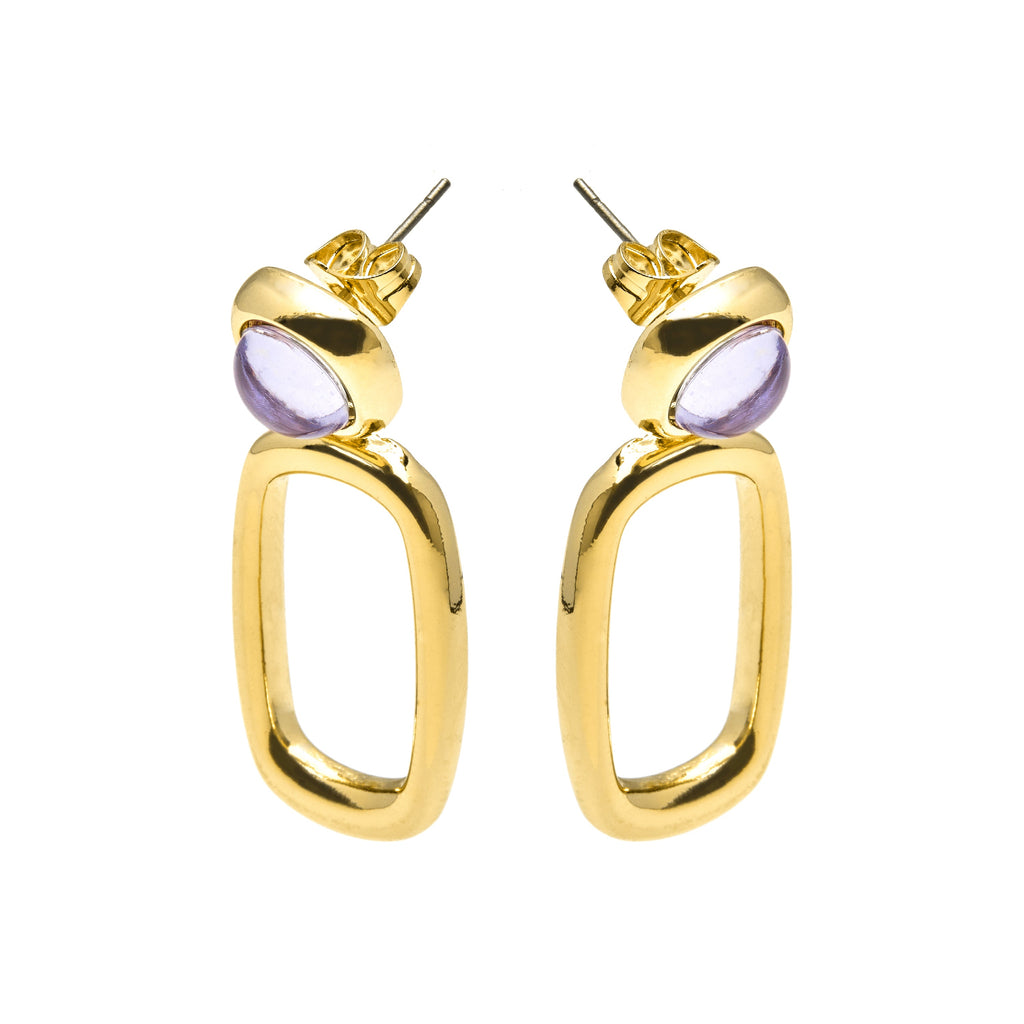 Pendientes con Cristal Morado acabado oro 18k - Orzur