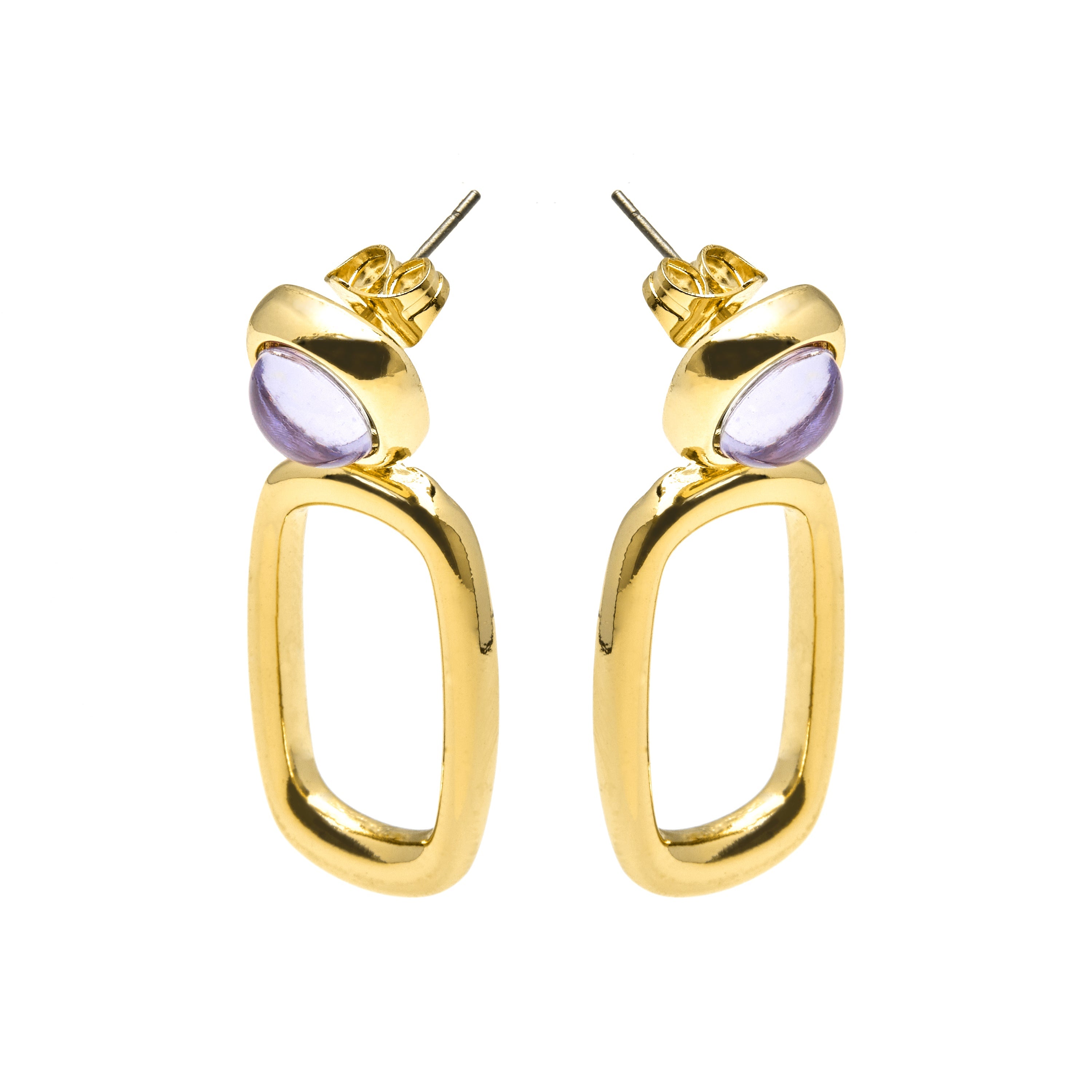 Pendientes con Cristal Morado acabado oro 18k - Orzur