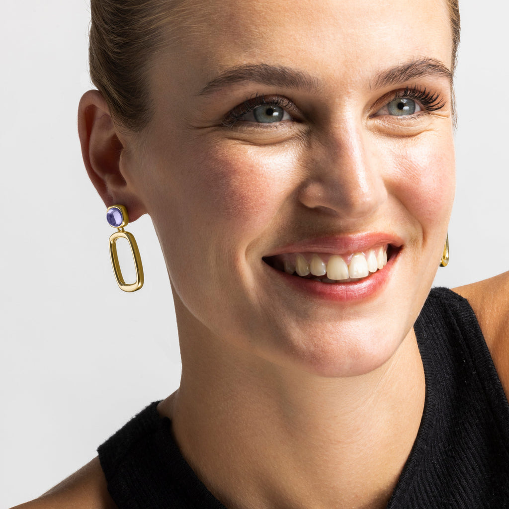 Pendientes con Cristal Morado acabado oro 18k - Orzur