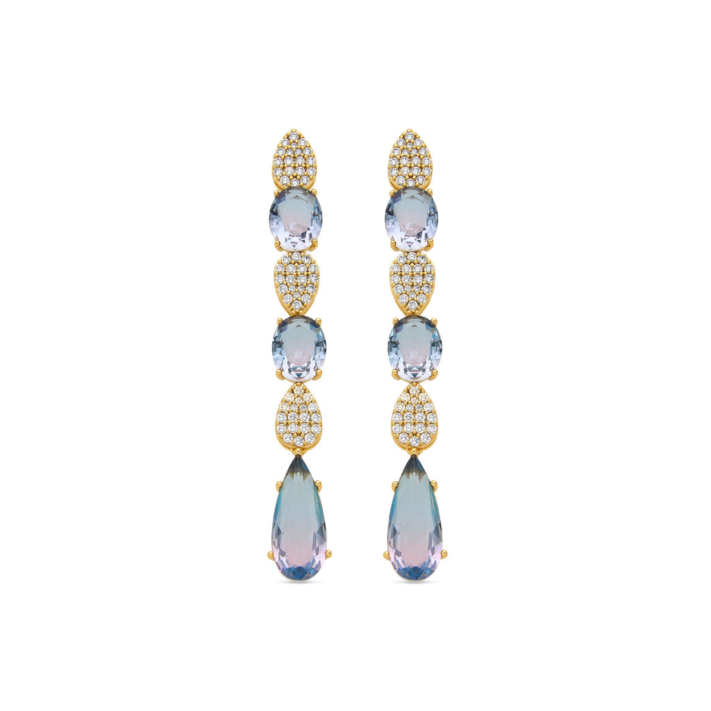 Pendientes con Circonita Multicolor acabado oro 18k - Dirio