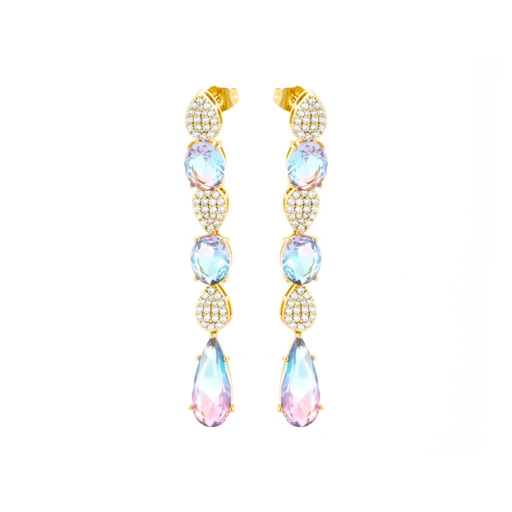 Pendientes con Circonita Multicolor acabado oro 18k - Dirio