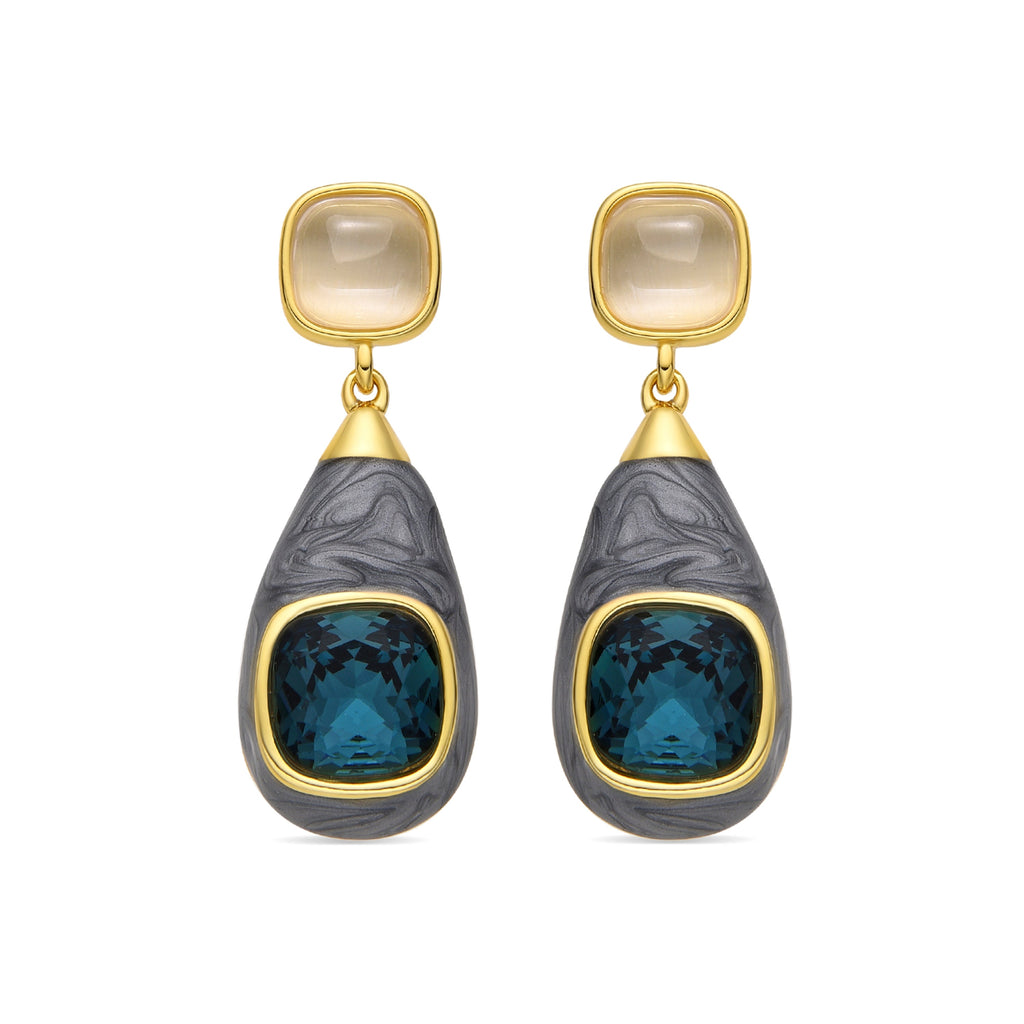 Pendientes con Ojo de Gato acabado oro 18k - Sethi