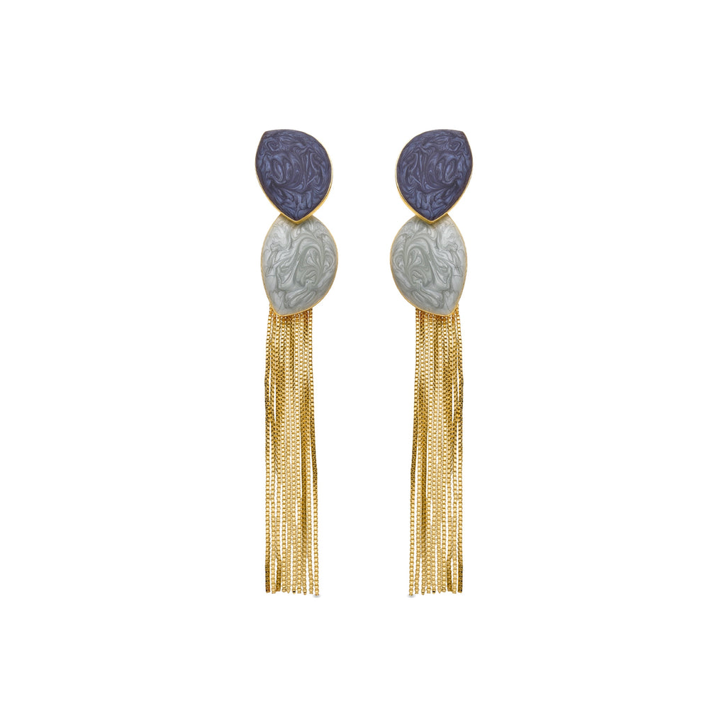 Pendientes con Lacado Azul acabado oro 18k - Gori