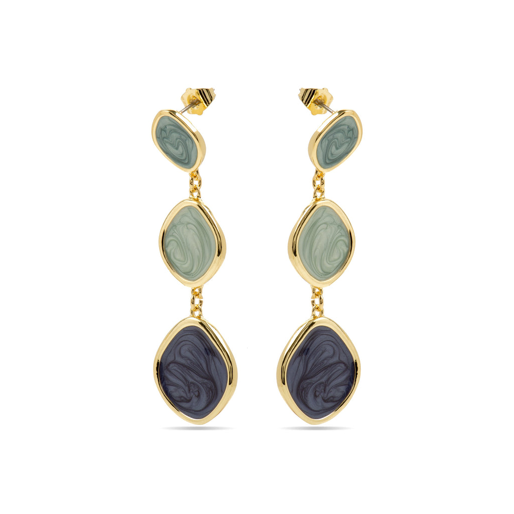 Pendientes con Lacado Azul acabado oro 18k - Belgul