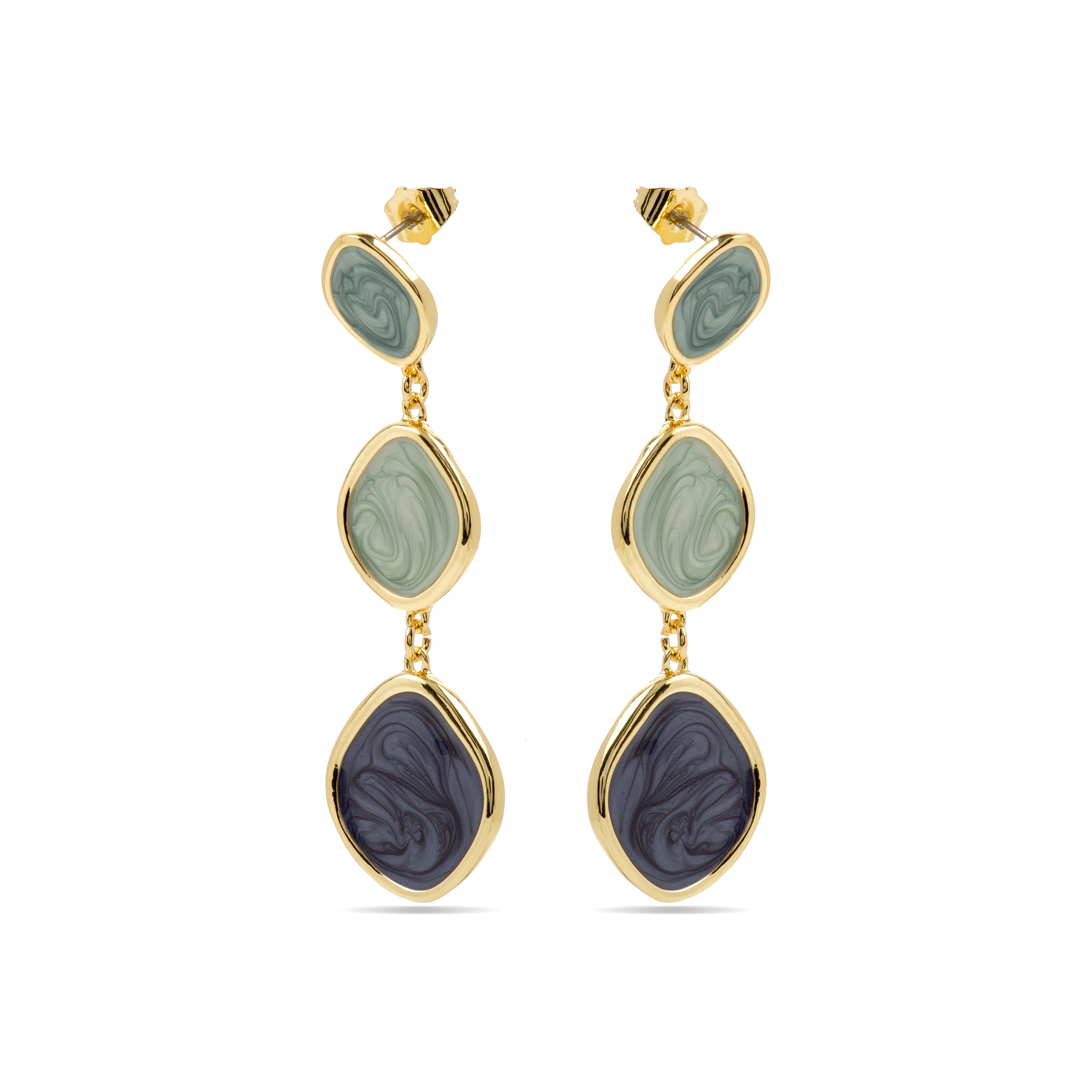 Pendientes con Lacado Azul acabado oro 18k - Belgul