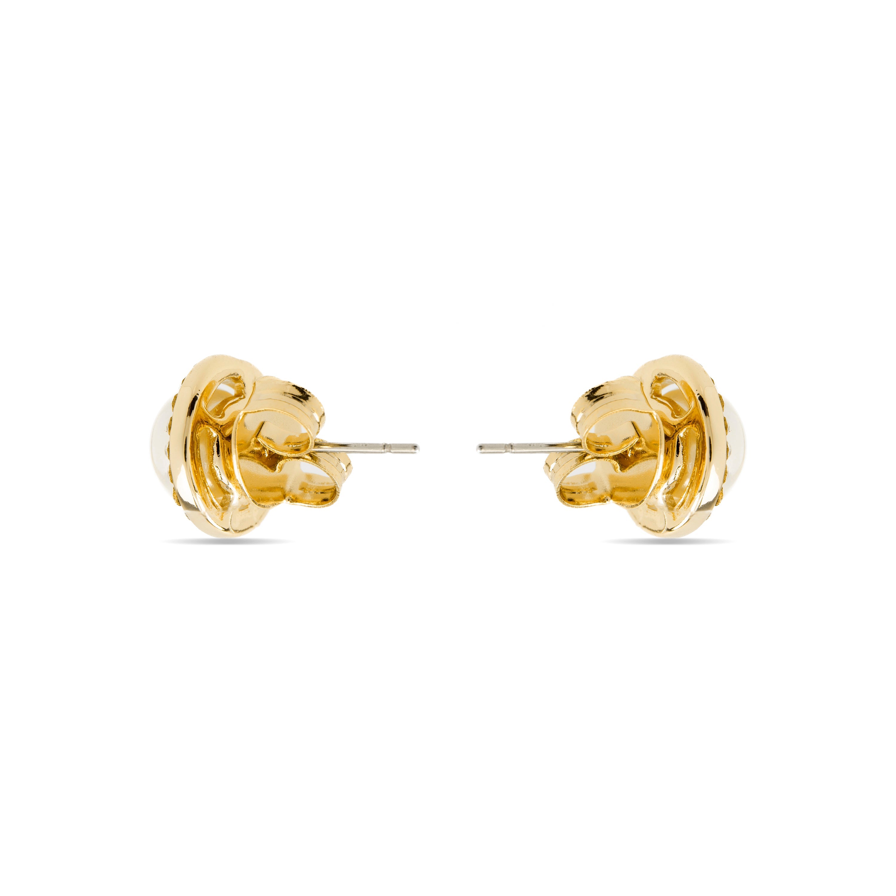 Pendientes con Perla Blanca acabado oro 18k - Basnik