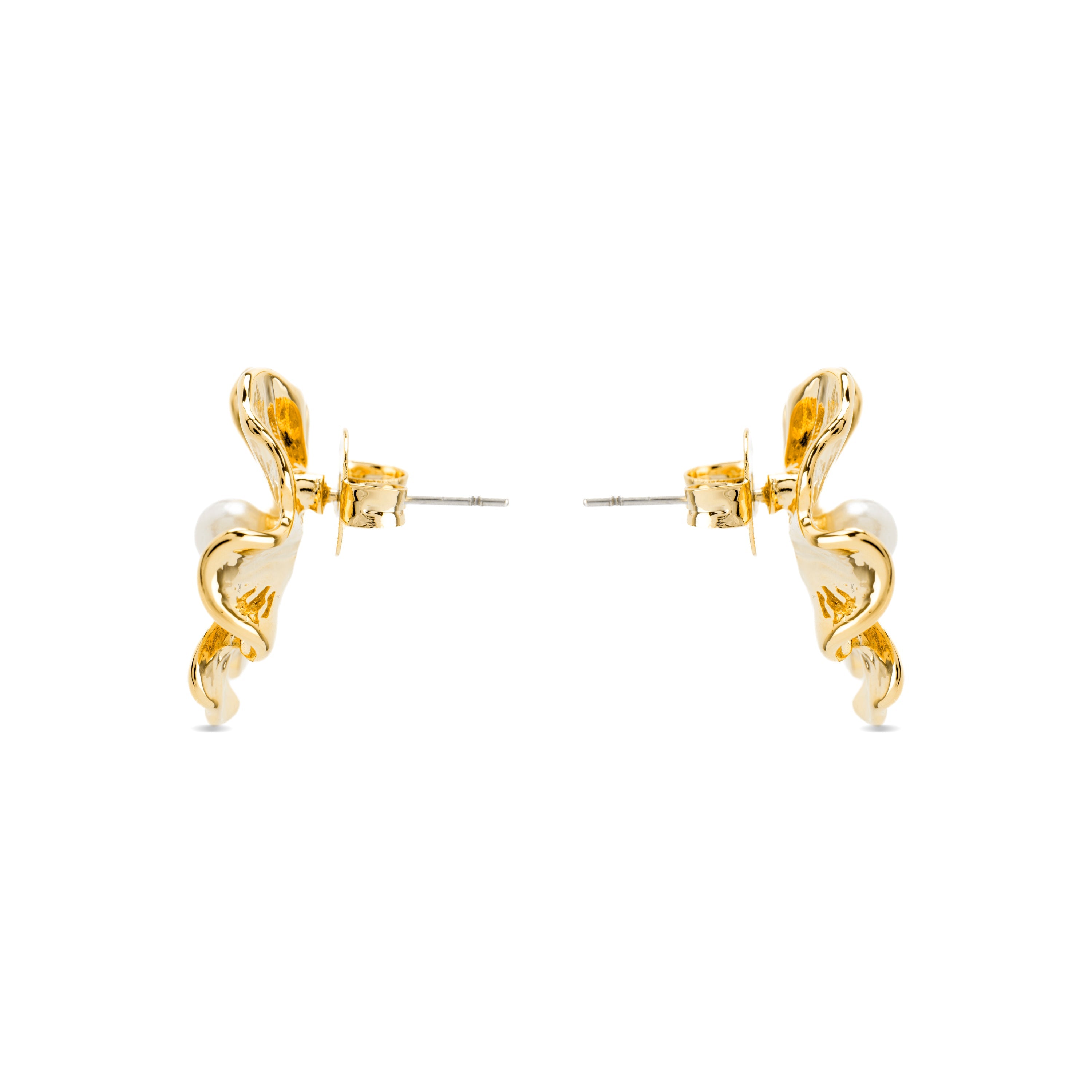 Pendientes con Perla Blanca acabado oro 18k - Leod