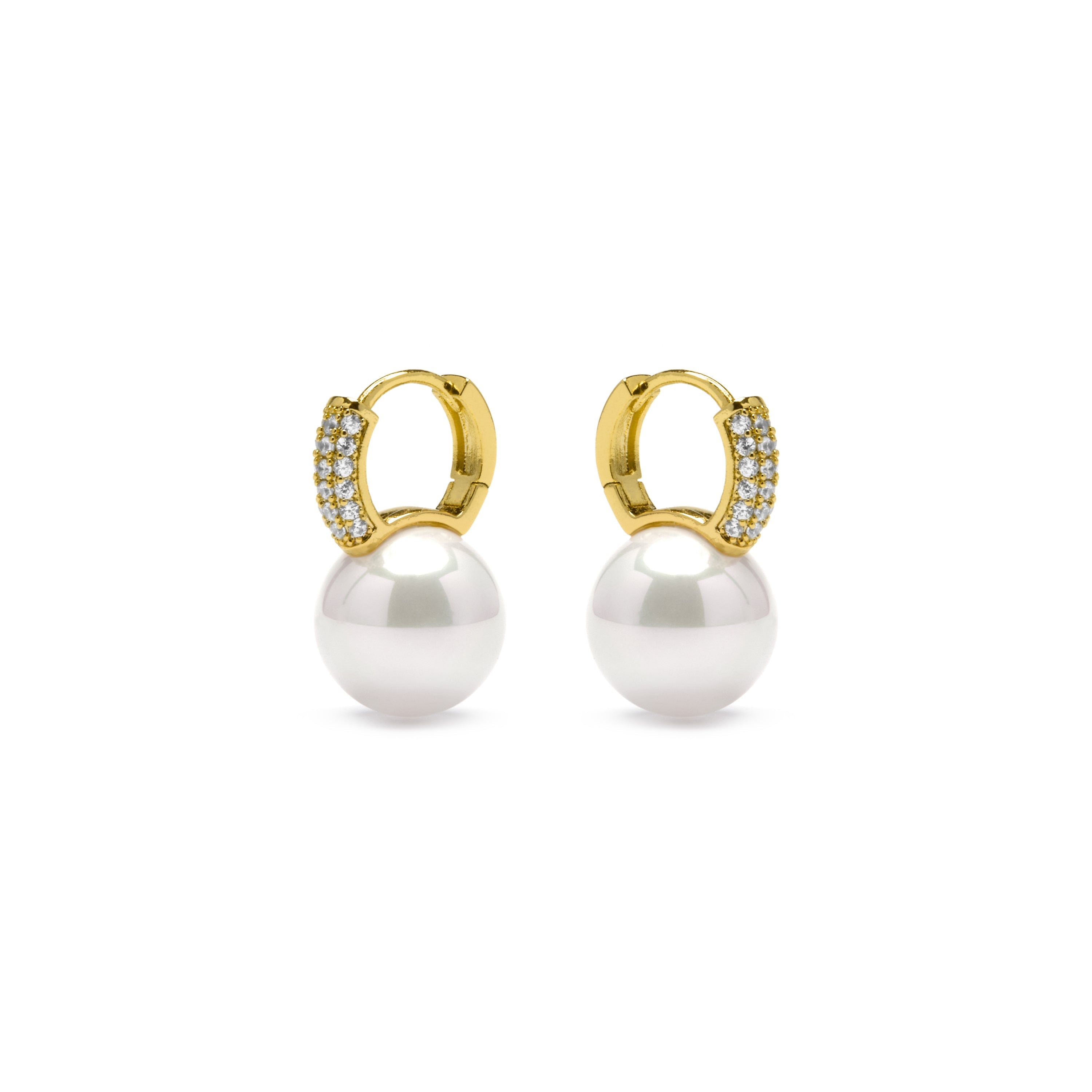 Pendientes acabado oro amarillo de 18k y Perla Blanca - Maeki