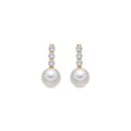 Pendientes acabado oro amarillo de 18k y Perla Blanca - Anu