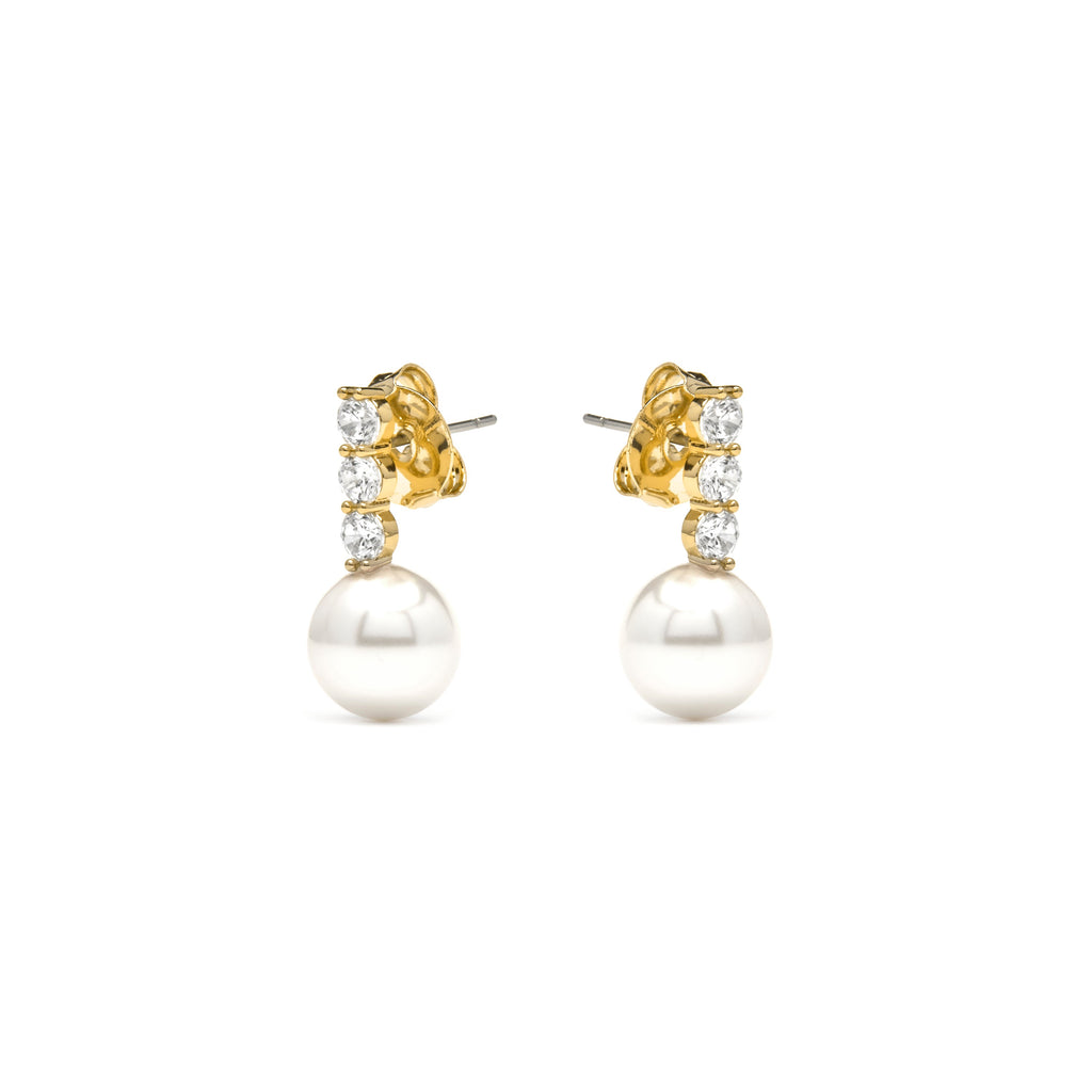 Pendientes acabado oro amarillo de 18k y Perla Blanca - Anu