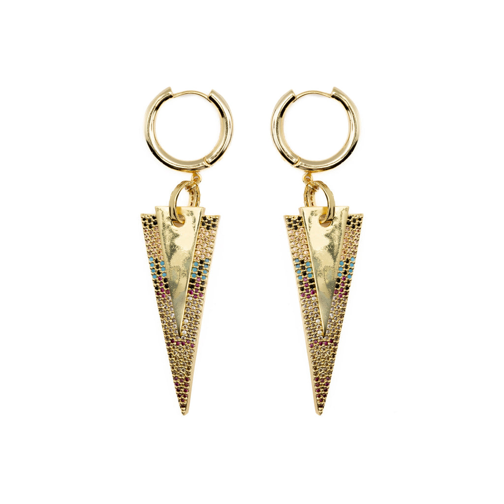 Pendientes con Circonita Multicolor acabado oro 18k - Colix