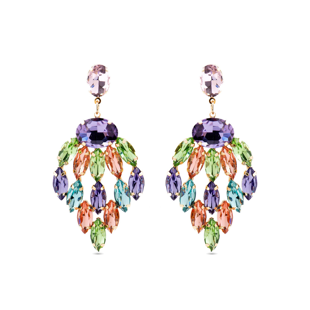 Pendientes con Cristal Multicolor acabado oro 18k - Imkas