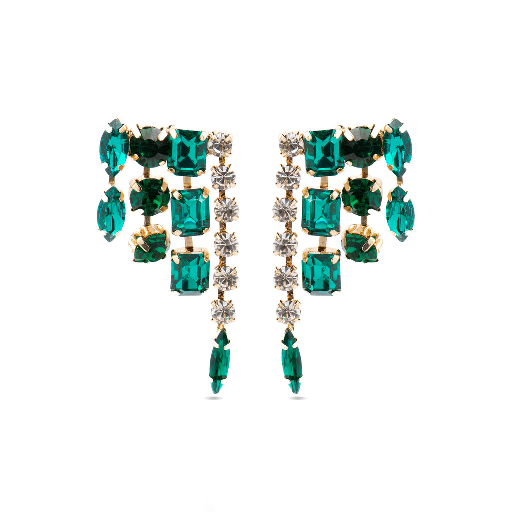 Pendientes con Cristal Multicolor acabado oro 18k - Ordfi