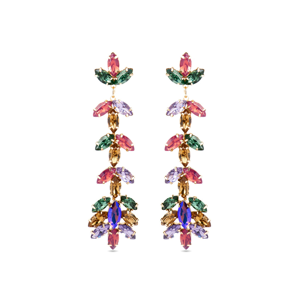 Pendientes con Cristal Multicolor acabado oro 18k - Durblai