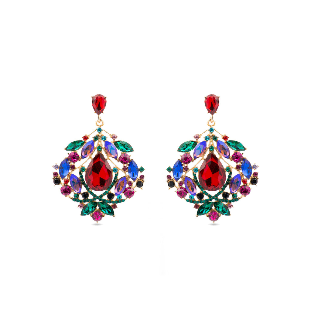 Pendientes con Cristal Multicolor acabado oro 18k - Moken