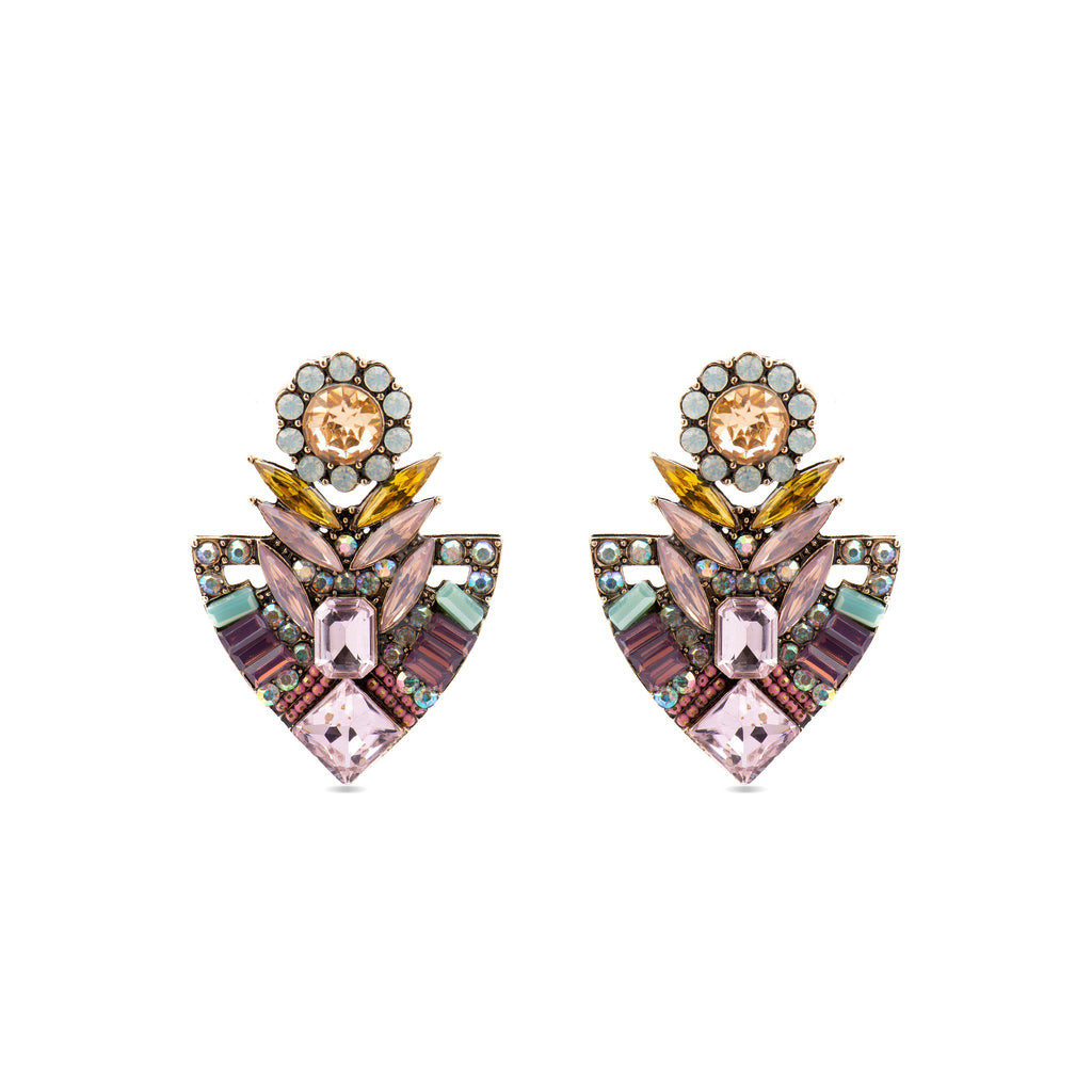 Pendientes con Cristal Multicolor acabado oro 18k - Aphuat