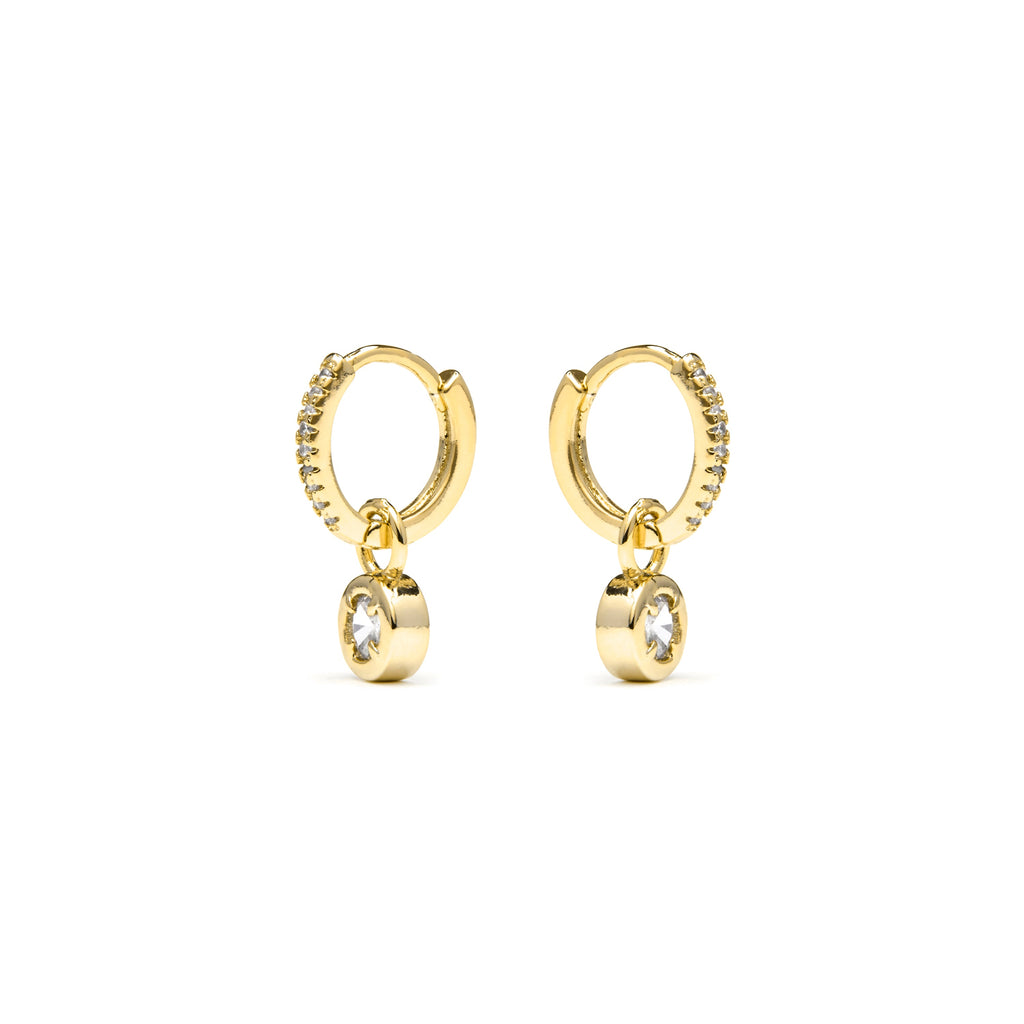 Pendientes acabado oro amarillo de 18k y Circonita Brillante - Yacoss