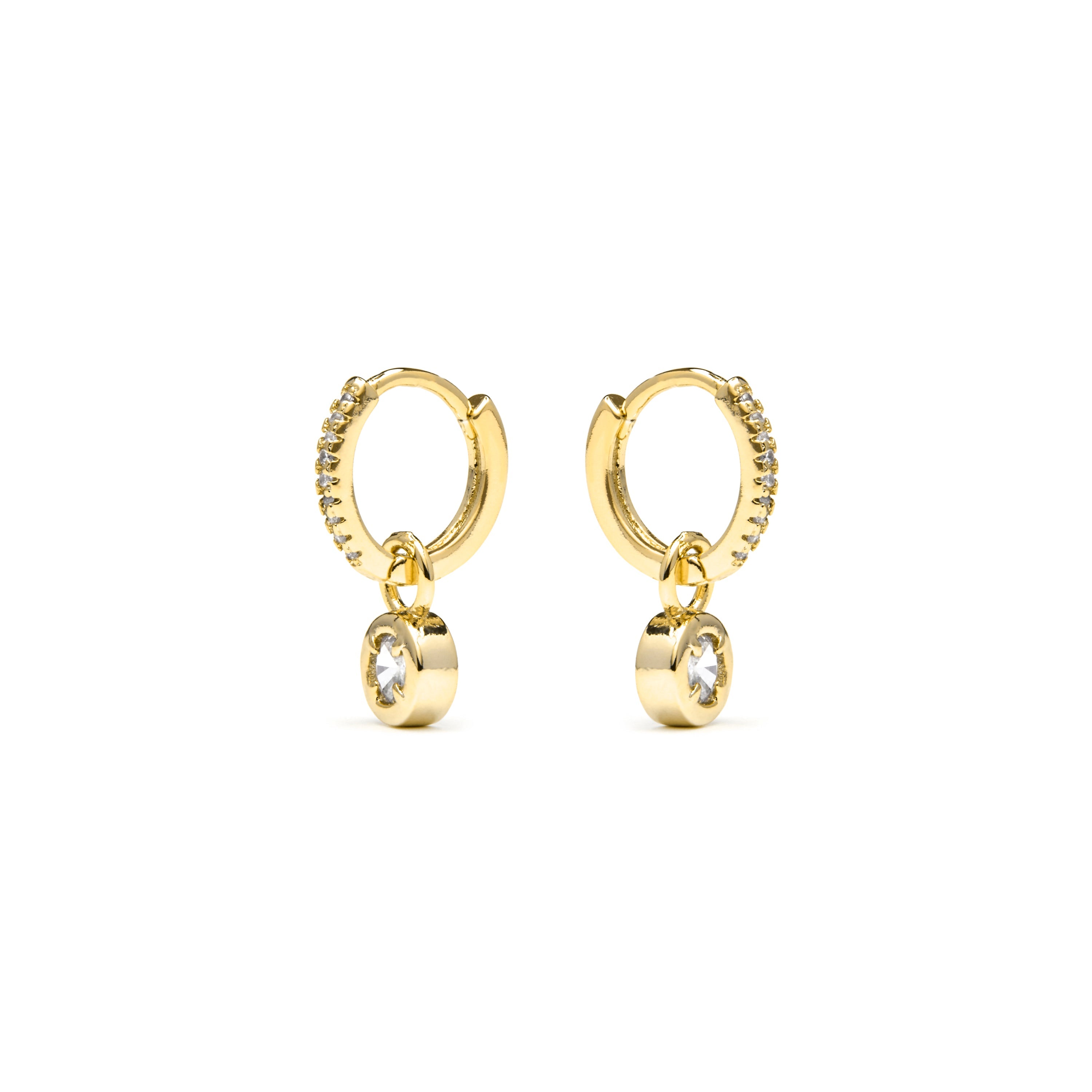 Pendientes acabado oro amarillo de 18k y Circonita Brillante - Yacoss