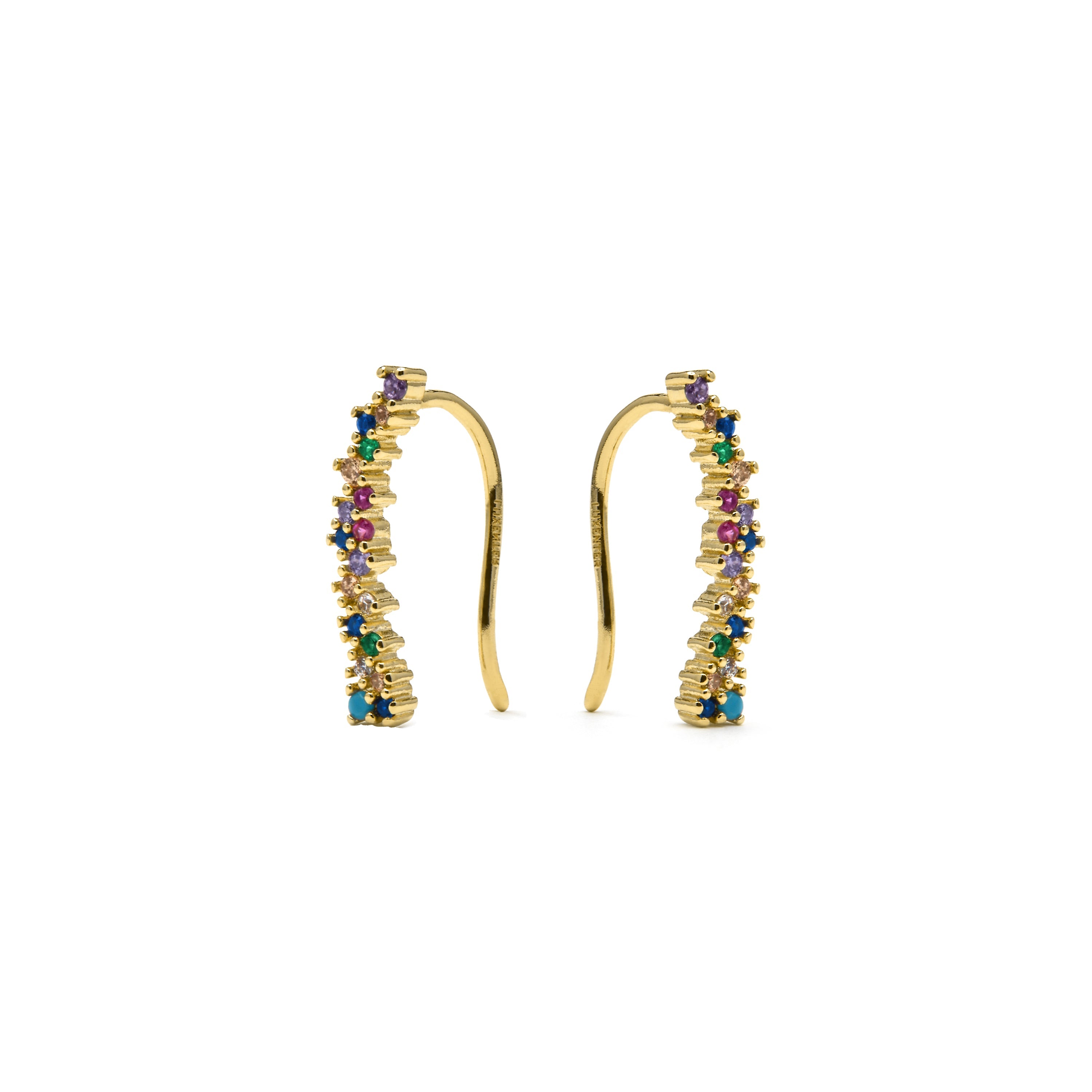 Pendientes acabado oro amarillo de 18k y Circonita Multicolor - Yionli