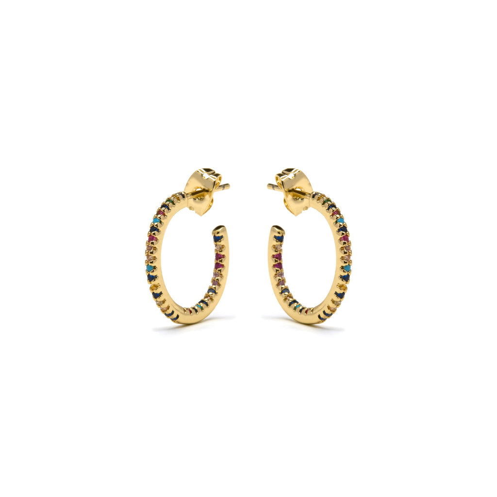 Pendientes con Circonita Multicolor acabado oro 18k - Kumo