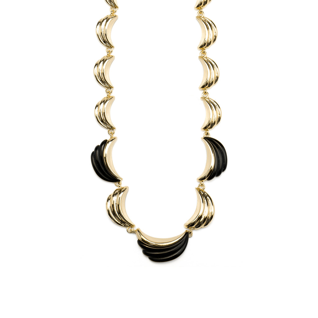 Collar con Resina Negra acabado oro 18k - Modwi