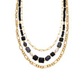 Collar con Resina Negra acabado oro 18k - Nyste