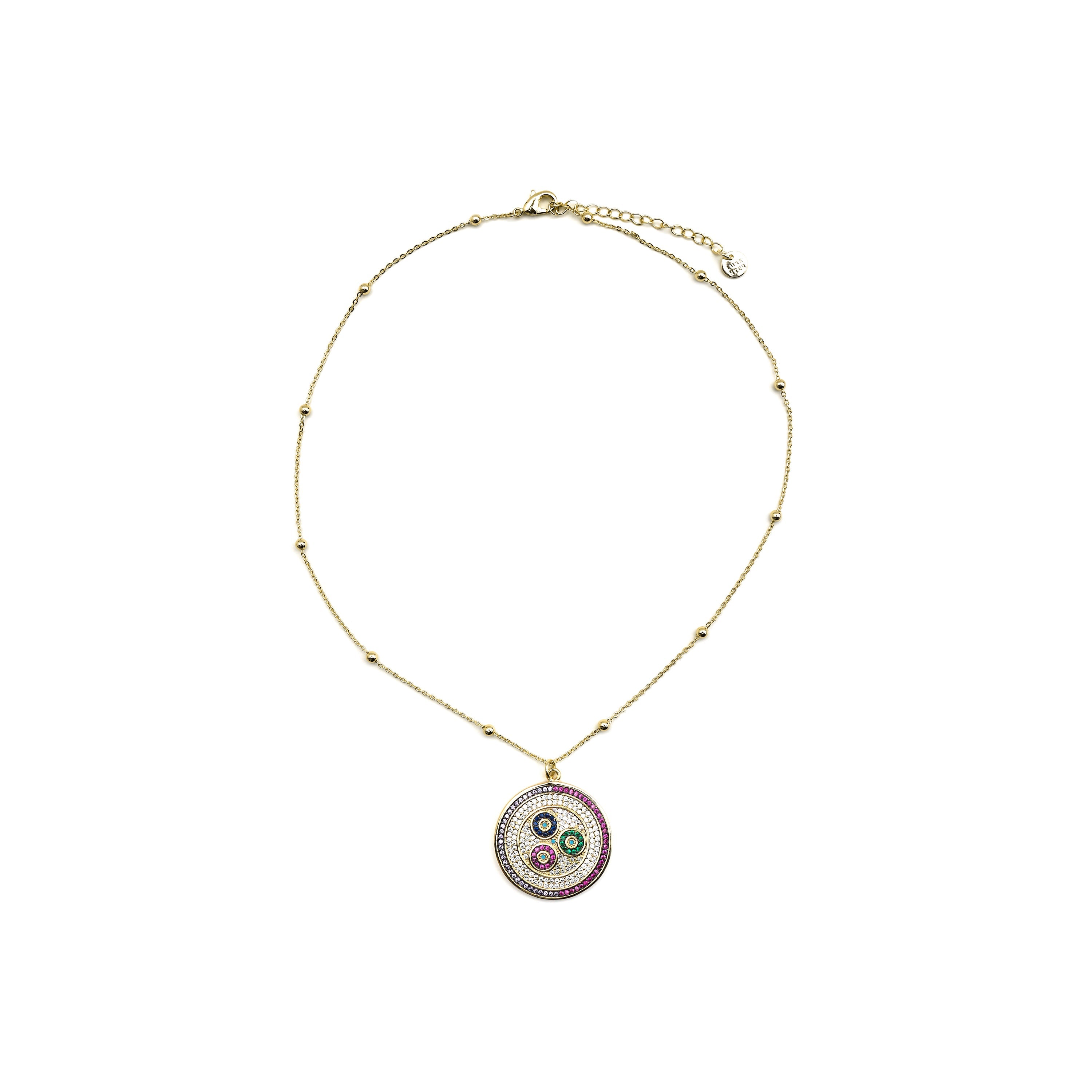 Collar con Circonita Multicolor acabado oro 18k - Purma