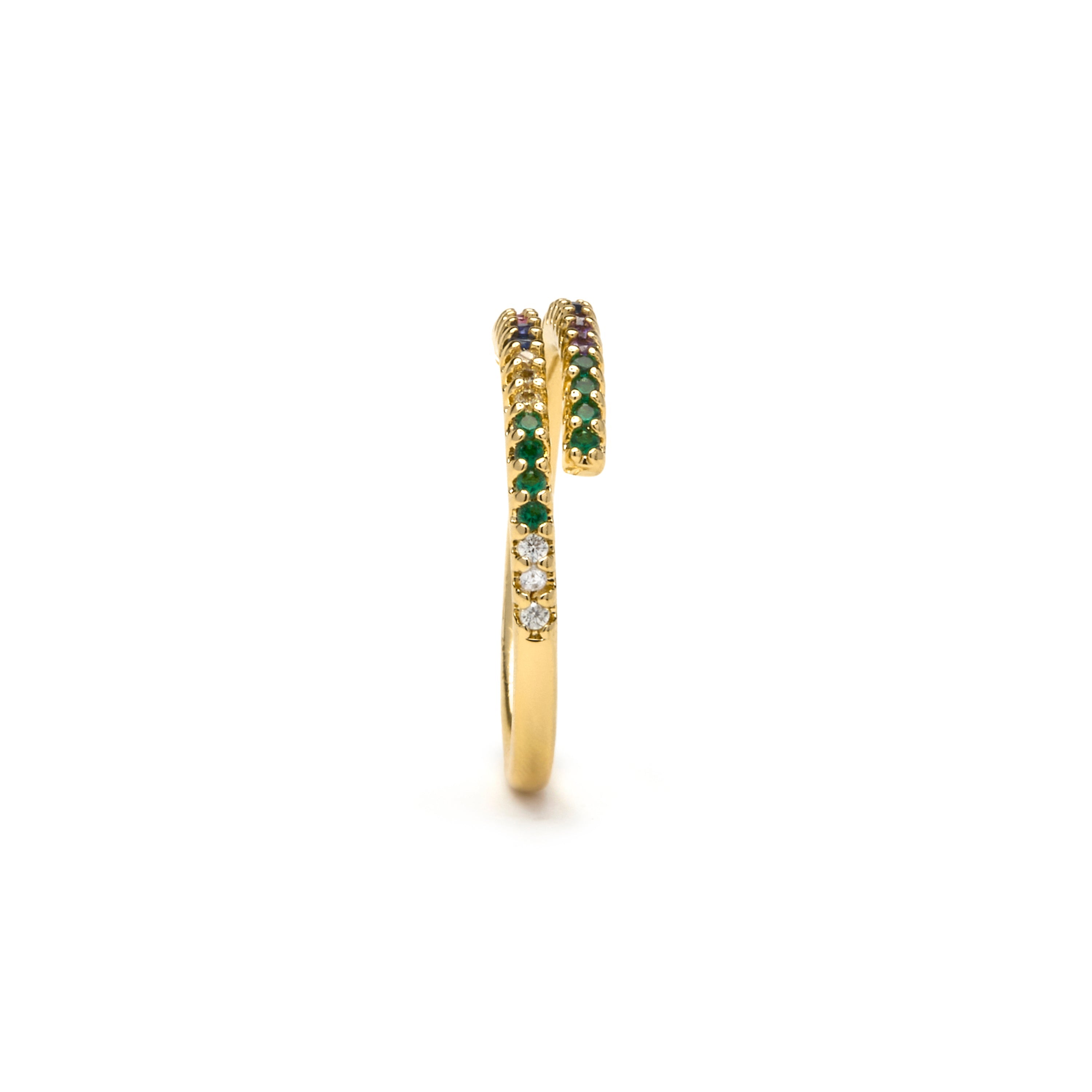 Anillo con Circonita Multicolor acabado oro 18k - Tazel