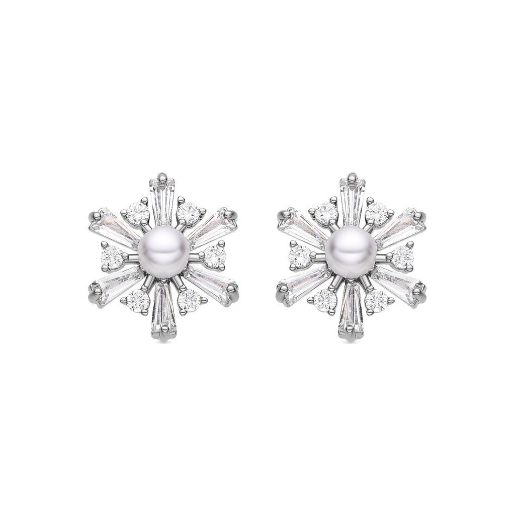 Pendientes con Perla Blanca acabado plata - Leth