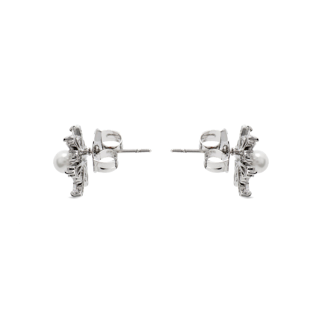 Pendientes con Perla Blanca acabado plata - Leth
