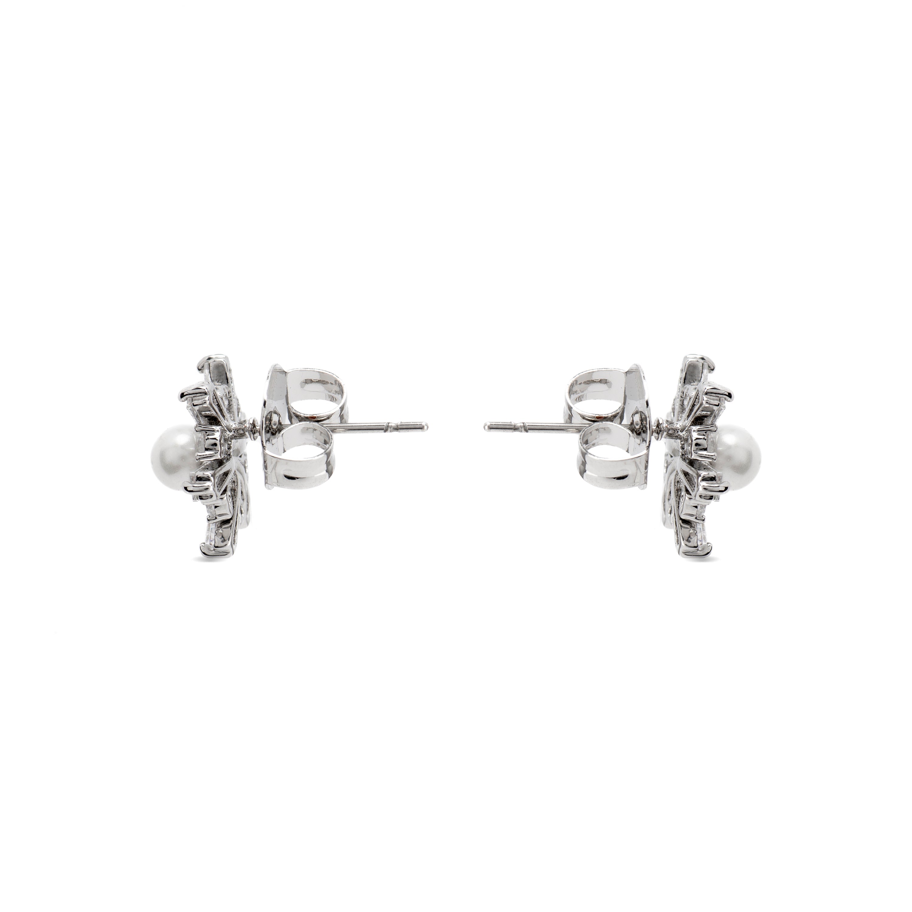 Pendientes con Perla Blanca acabado plata - Leth