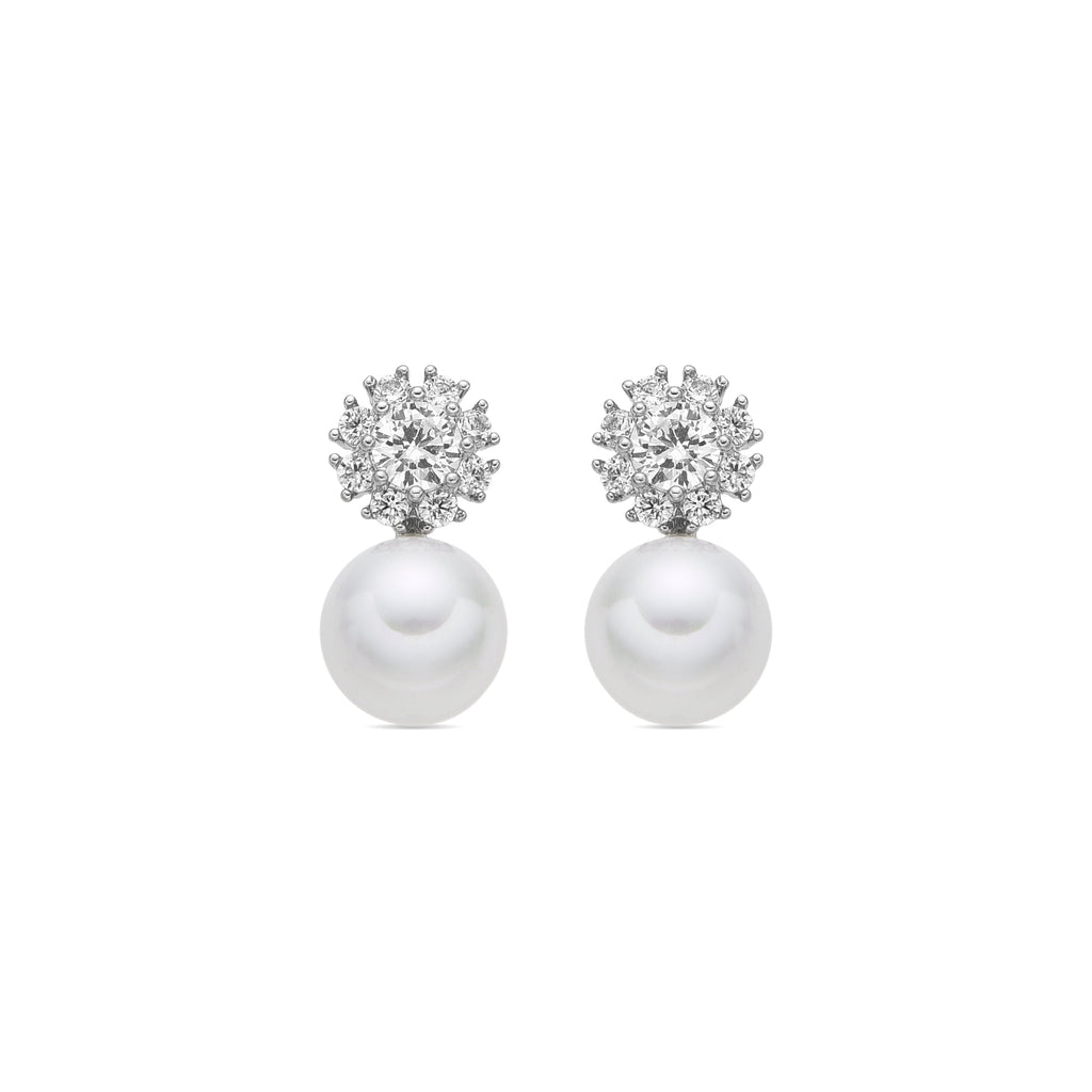 Pendientes acabado plata y Perla Blanca - Zioka