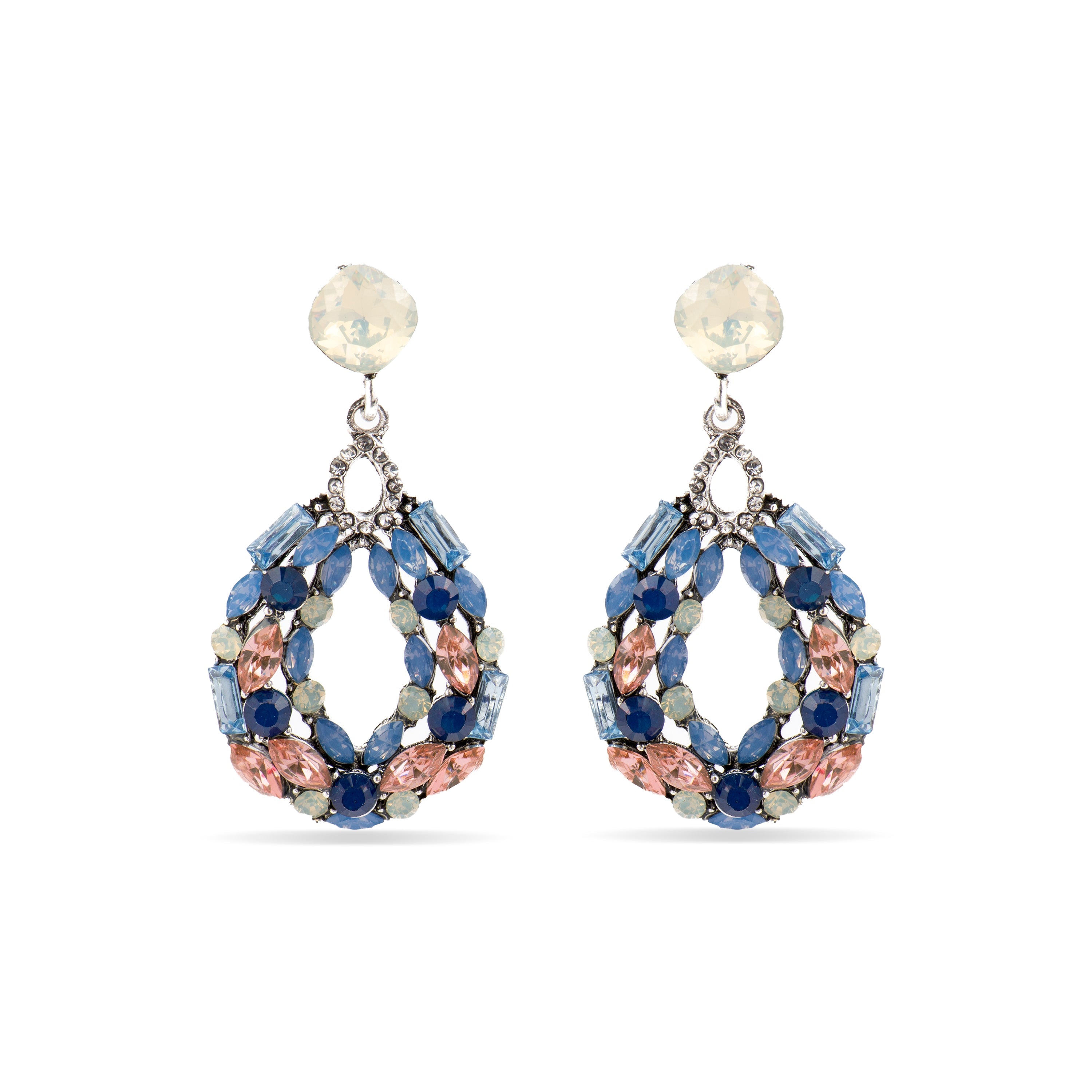 Pendientes con Cristal Multicolor acabado plata - Liodas