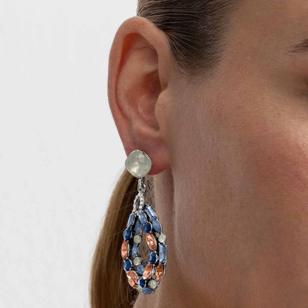Pendientes con Cristal Multicolor acabado plata - Liodas