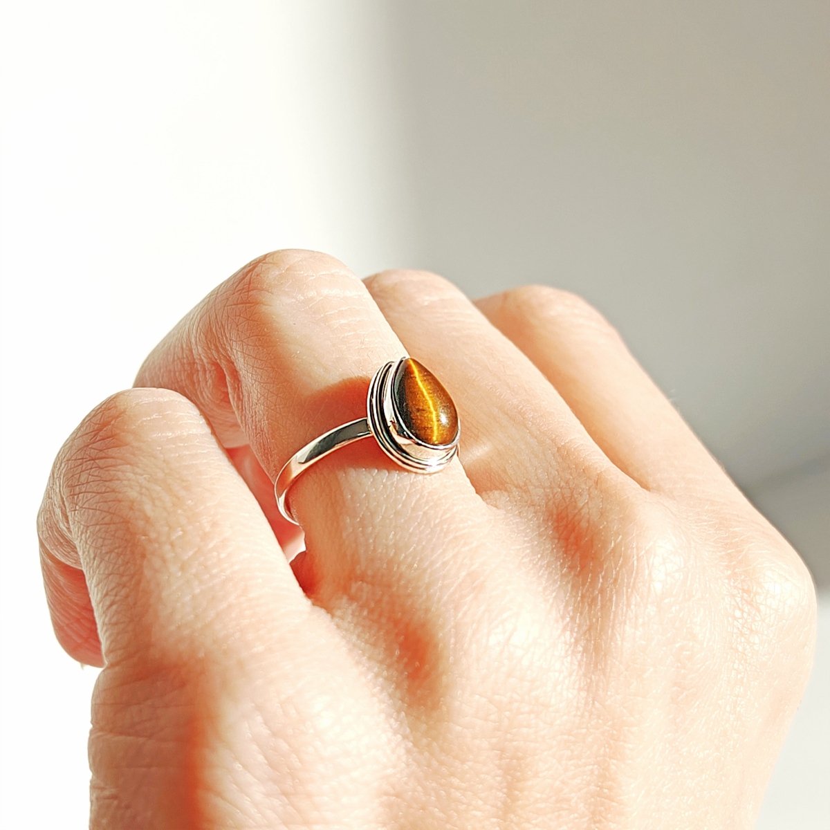Anillo 'Anahi' de Ojo de Tigre - Plata de Ley