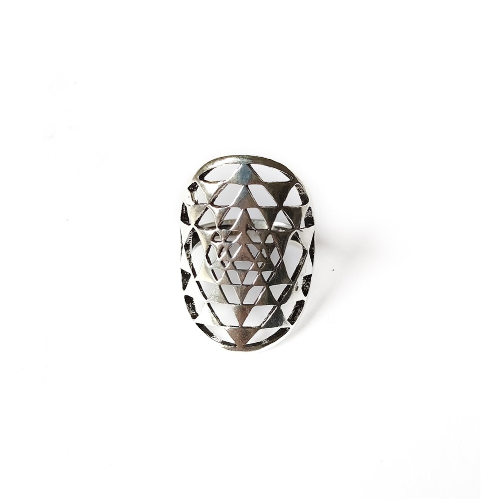Anillo del Sri Yantra en Baño de Plata