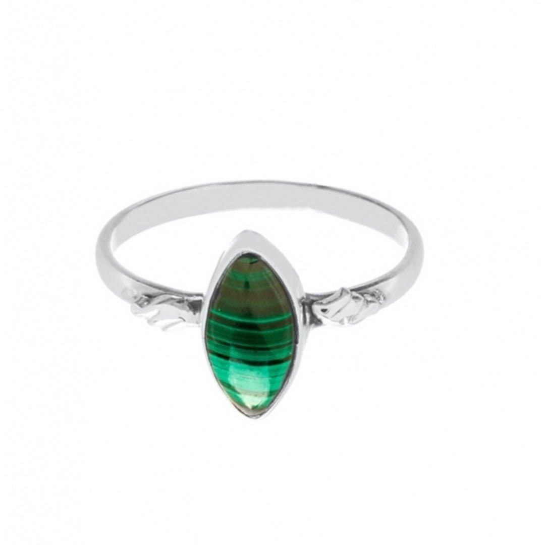 Anillo 'Eowyn' de Malaquita - Plata de Ley